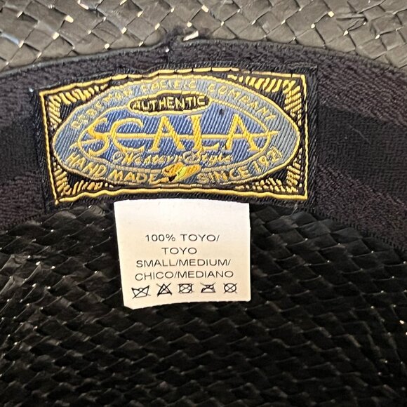 Scala Black Toyo Straw Cowboy Hat S/M Rainbow Band Western Style Rodeo Festival - Picture 10 of 12